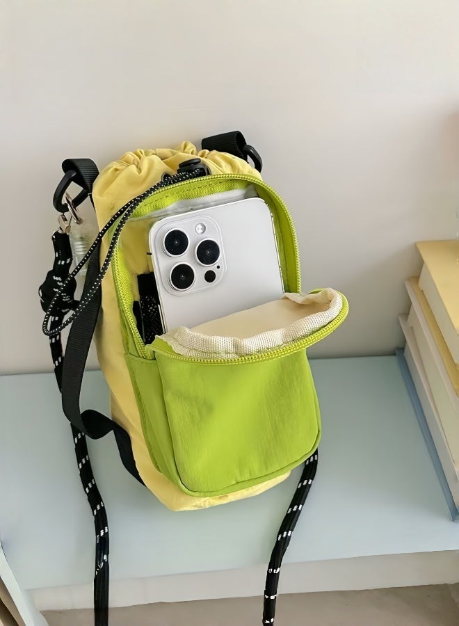 Water Bottle Holder with Strap, Water Bottle Carrier Bag, Insulated Water Bottle Sling Bag - Fashion Two-Tone Drawstring Backpack with Dedicated Phone & Bottle Pockets for City Commute, Day Out, Campus - Image 4